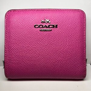 Coach Fuchsia Leather Wallet with Silver Logo